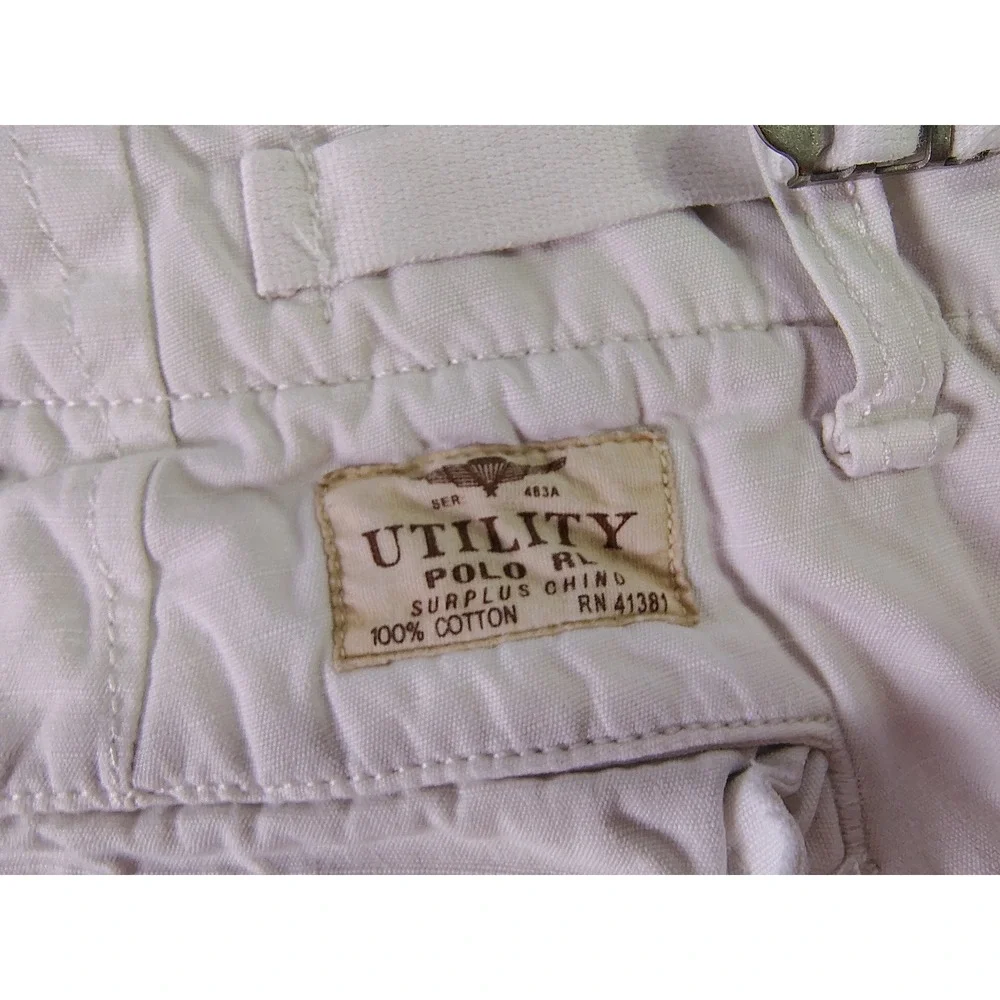Polo Ralph Lauren Military Field Cargo Shorts‎ White Utility Surplus Chino 36